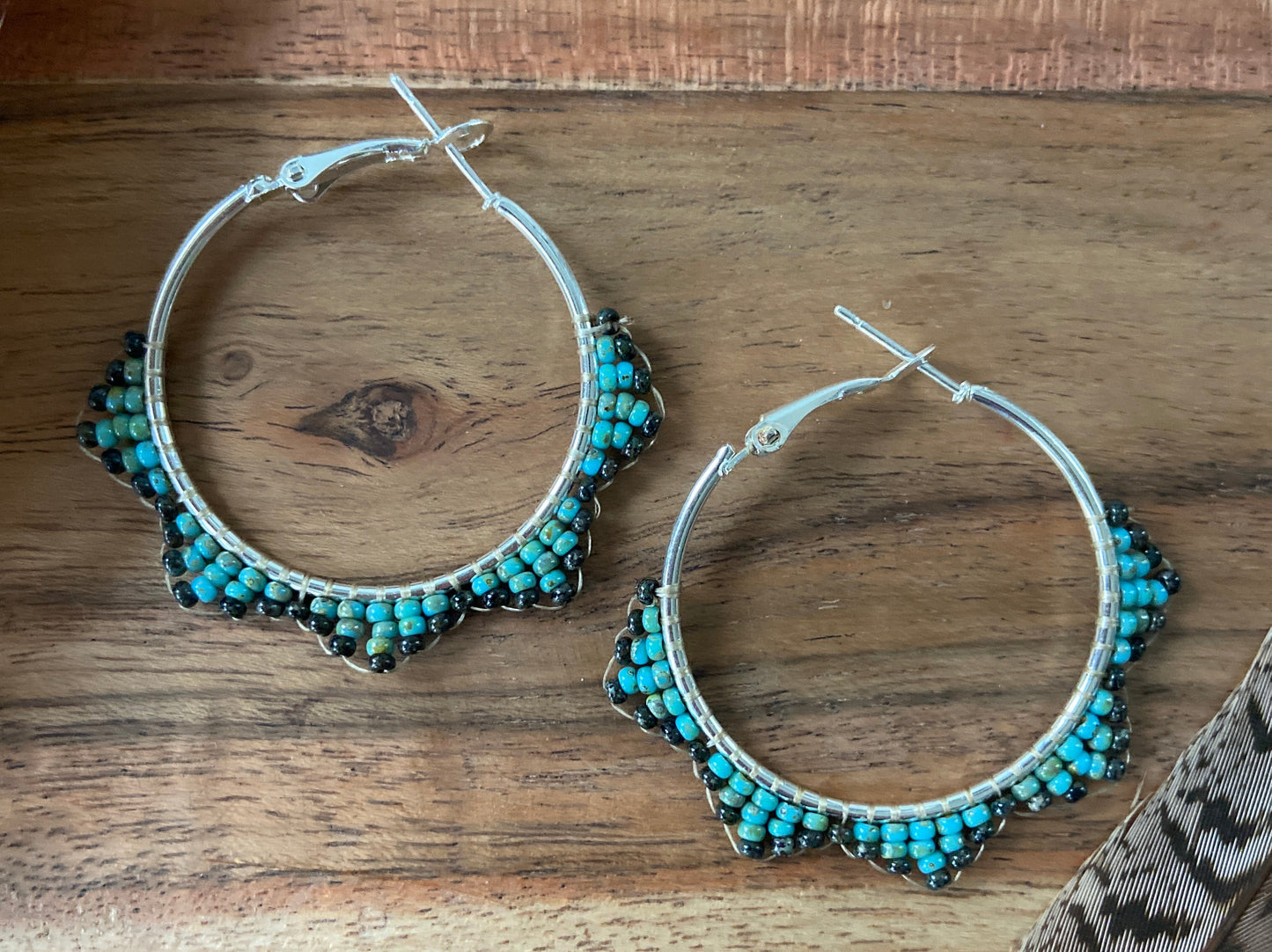 Hand Beaded Hoops