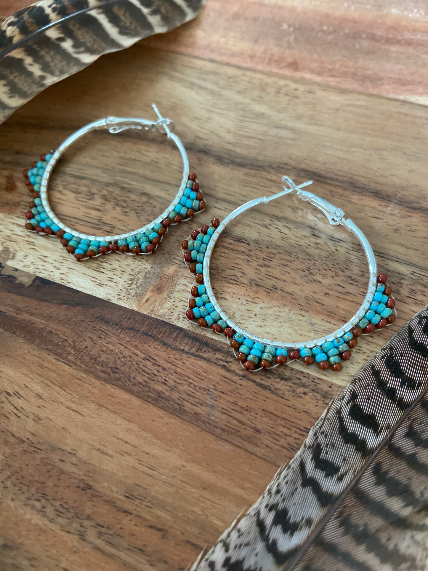 Hand Beaded Hoops