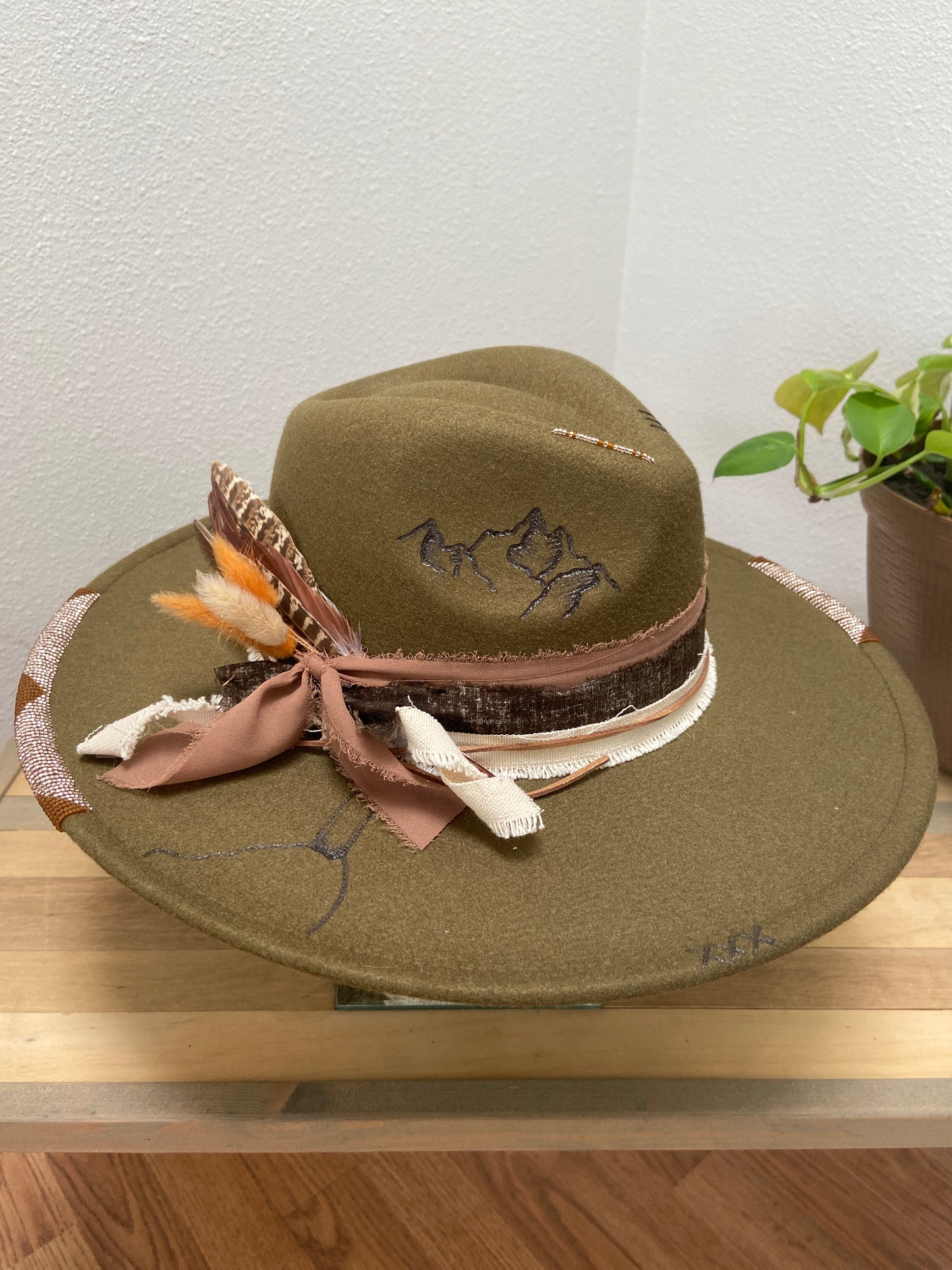 Beaded Flat Brim Hat