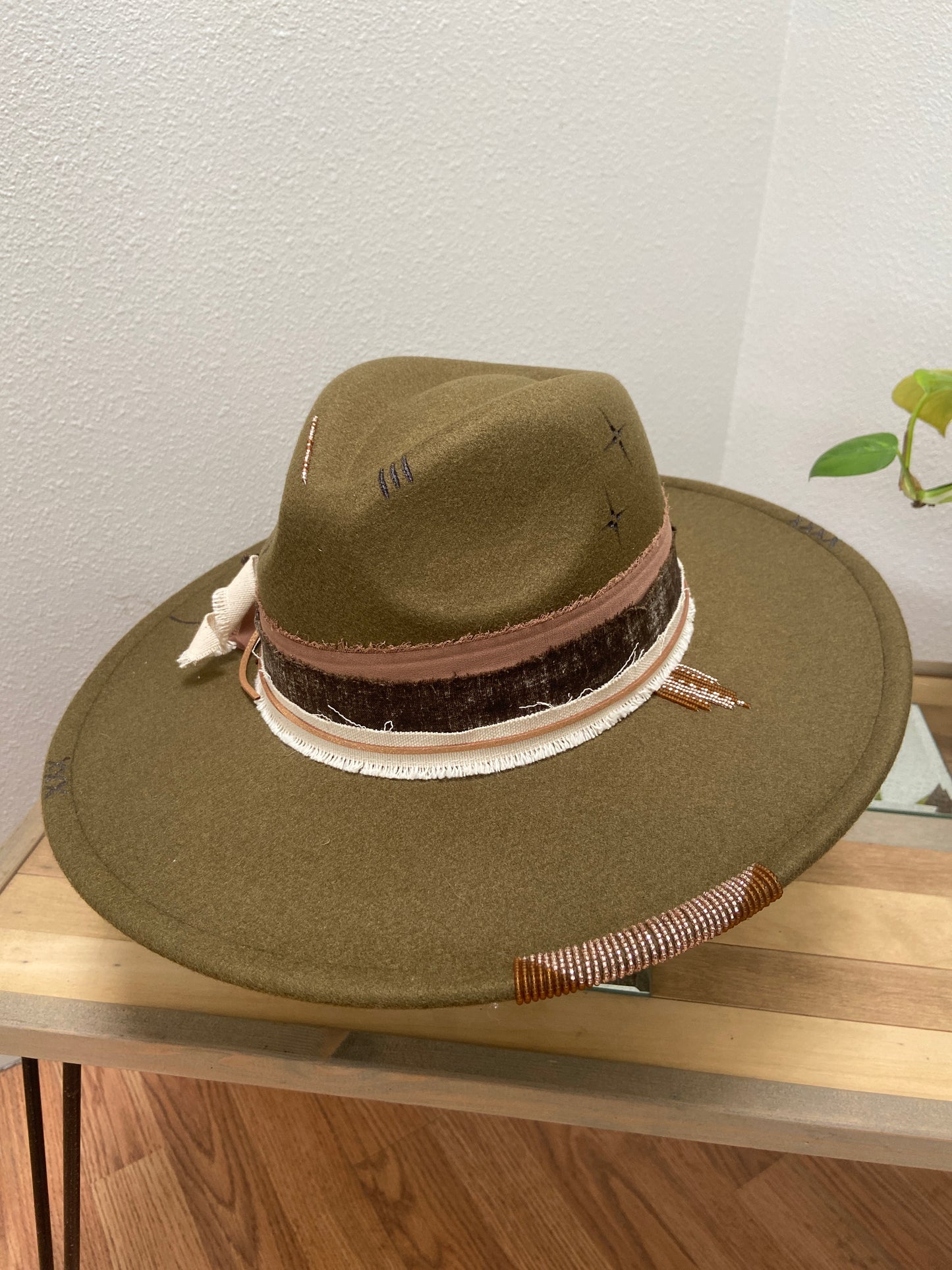 Beaded Flat Brim Hat