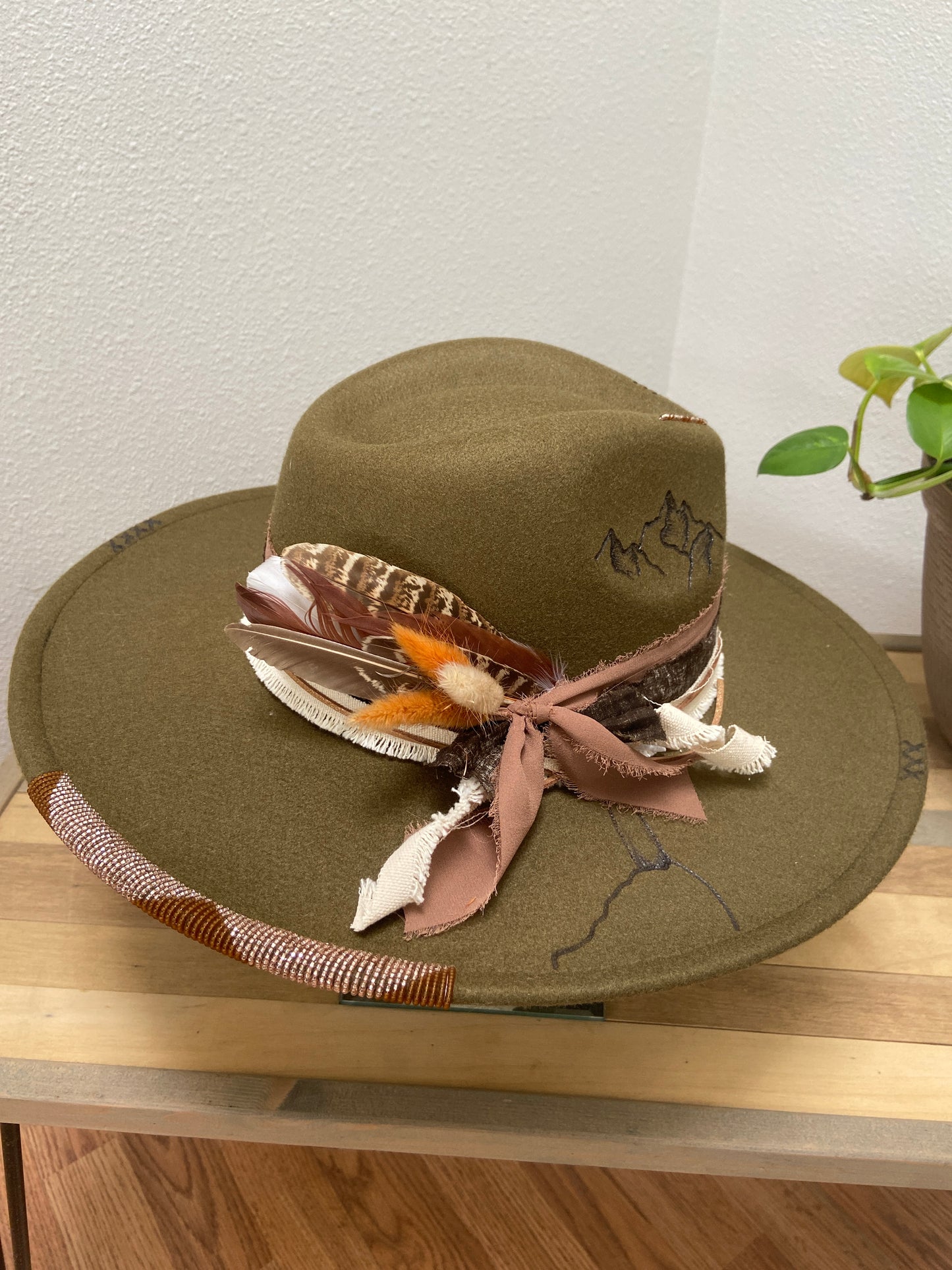 Beaded Flat Brim Hat