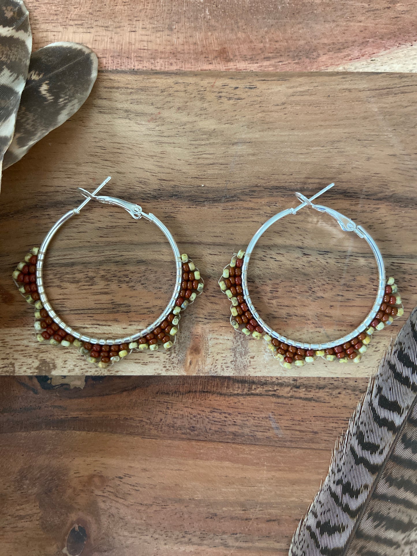 Hand Beaded Hoops