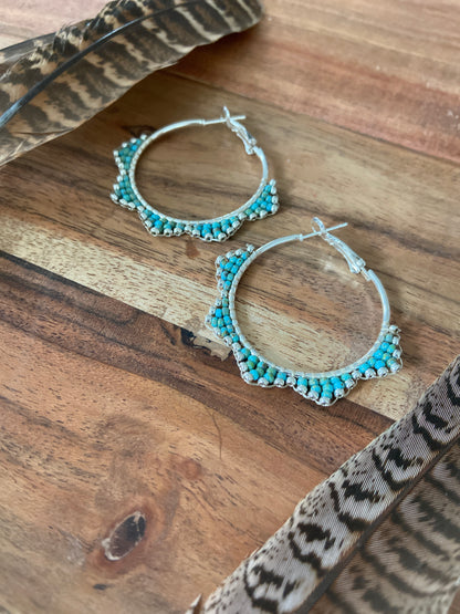 Hand Beaded Hoops