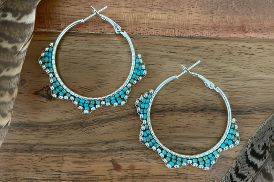 Hand Beaded Hoops