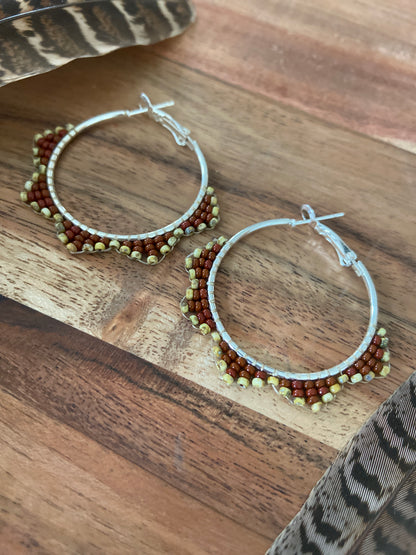 Hand Beaded Hoops
