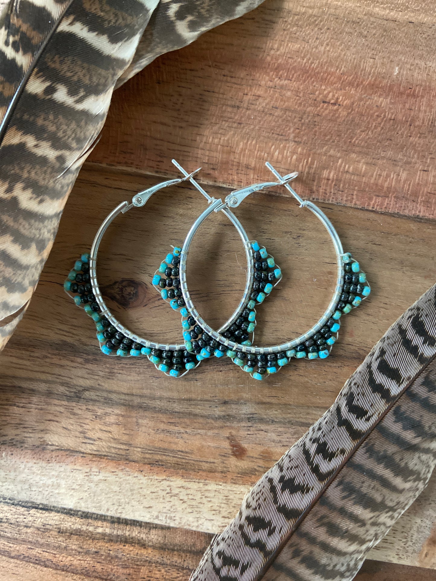 Hand Beaded Hoops