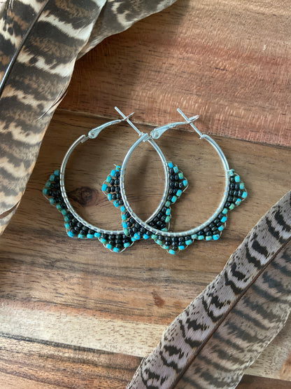 Hand Beaded Hoops