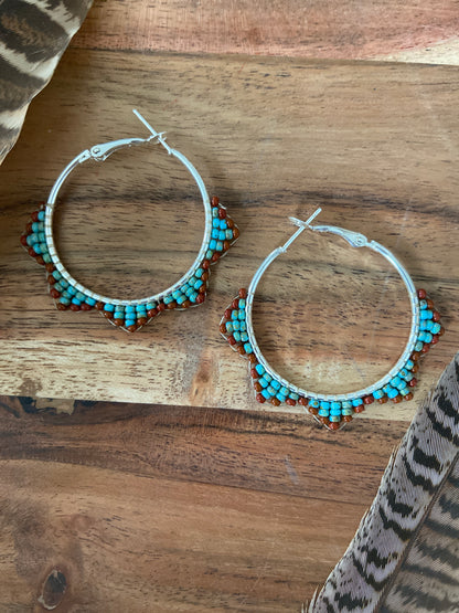 Hand Beaded Hoops