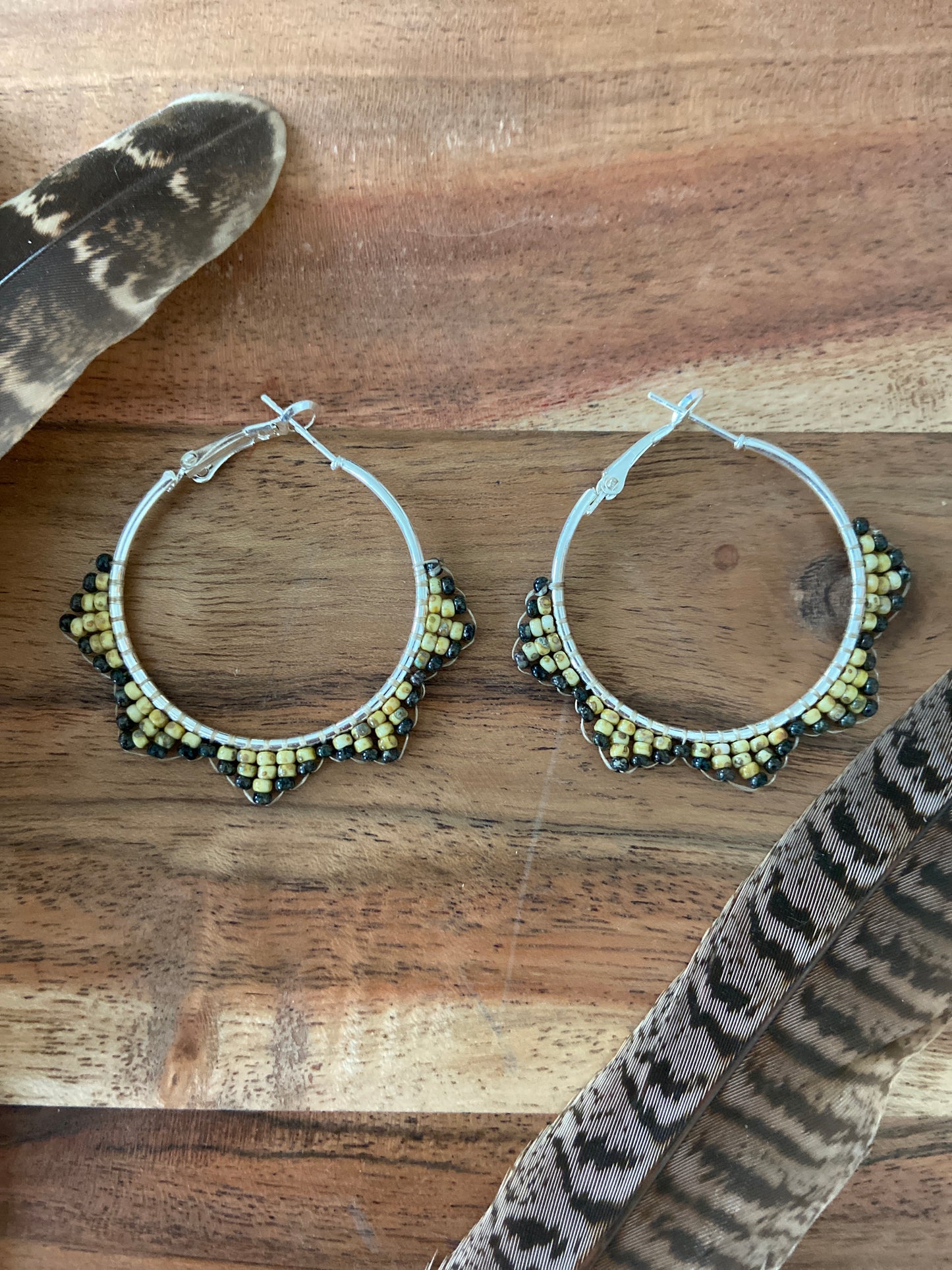 Hand Beaded Hoops