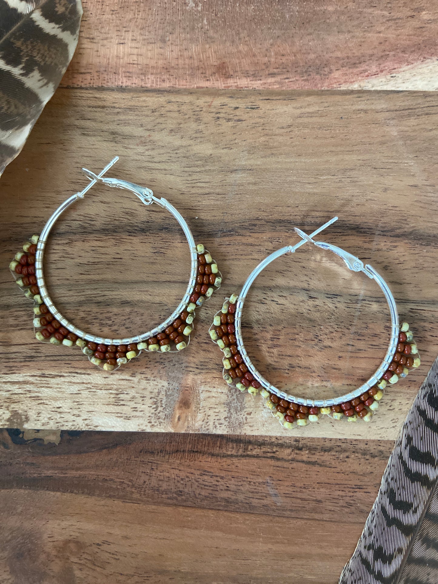 Hand Beaded Hoops