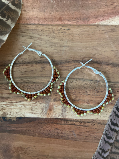 Hand Beaded Hoops