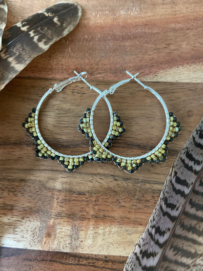 Hand Beaded Hoops