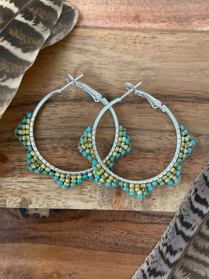Hand Beaded Hoops