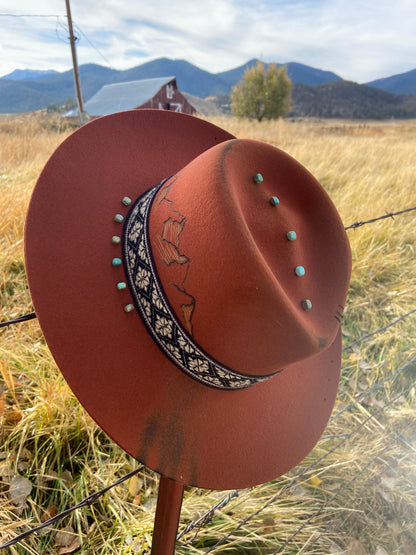 Stunning rust orange custom hat