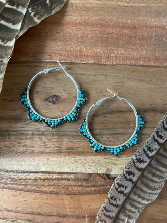 Hand Beaded Hoops