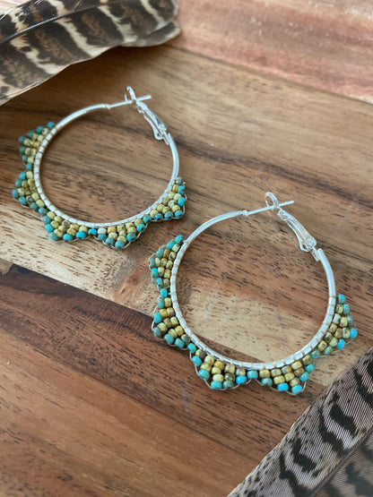 Hand Beaded Hoops