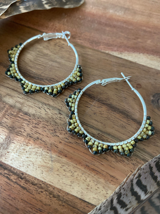 Hand Beaded Hoops