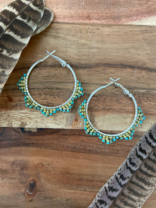 Hand Beaded Hoops