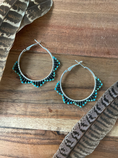Hand Beaded Hoops