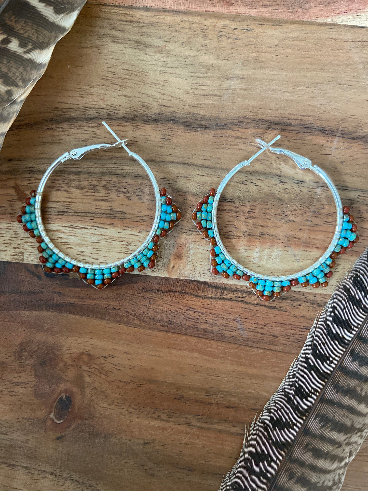 Hand Beaded Hoops