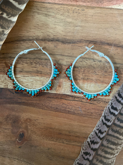 Hand Beaded Hoops