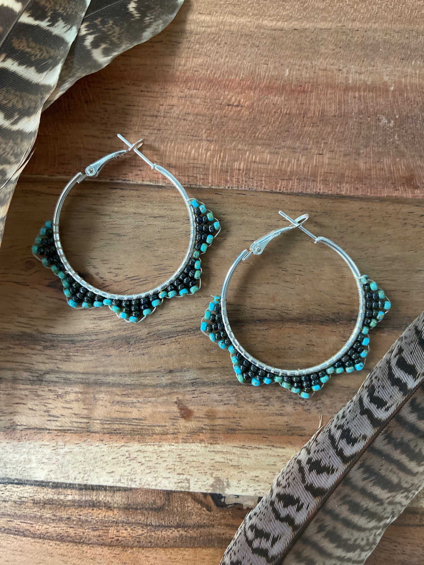 Hand Beaded Hoops