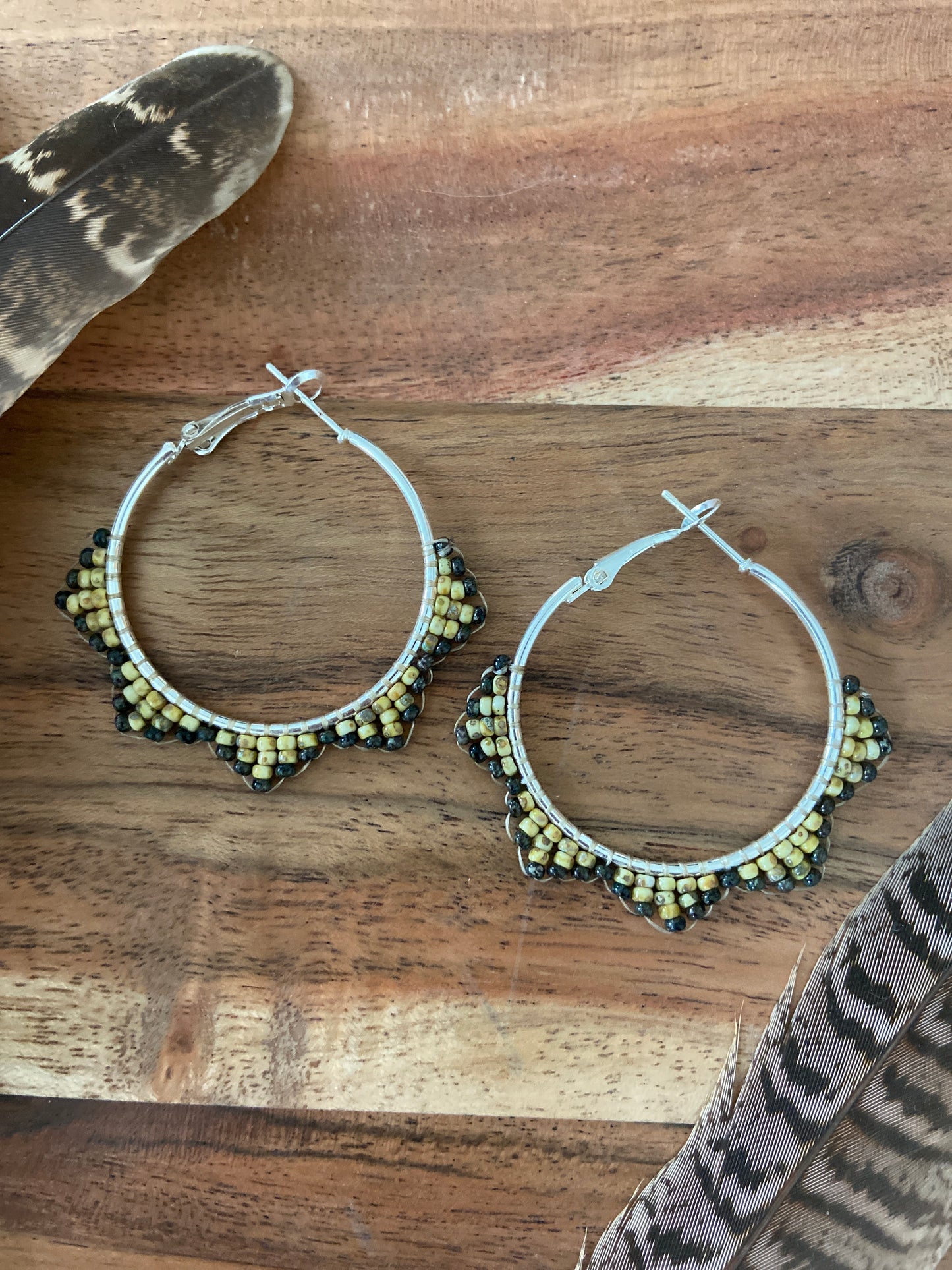 Hand Beaded Hoops