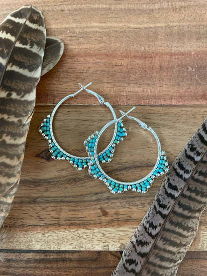 Hand Beaded Hoops