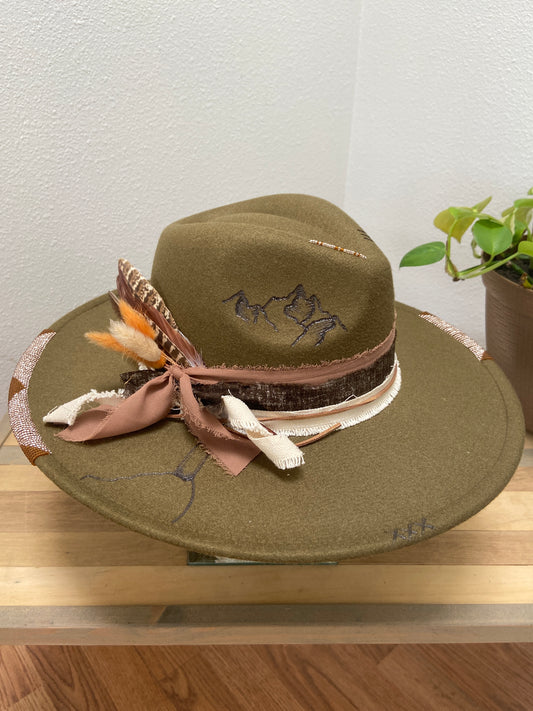 Beaded Flat Brim Hat